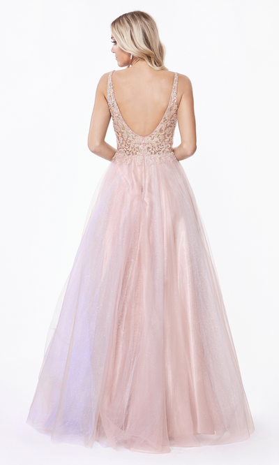 Cinderella AB198 long blush pink dress with tulle skirt