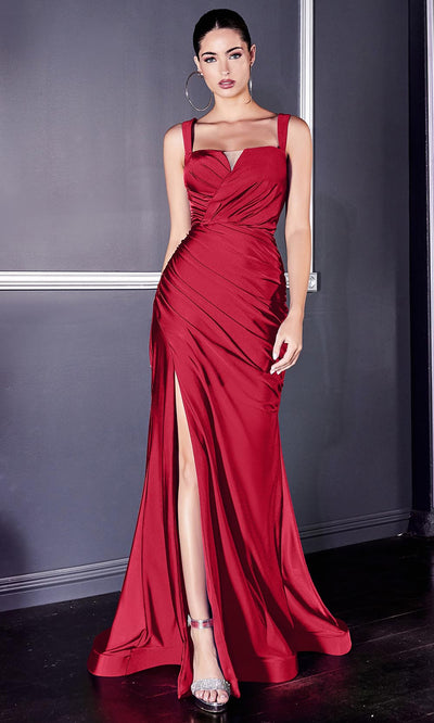Ladivine - CD941 Sleeveless High Slit Trumpet Evening Gown In Red