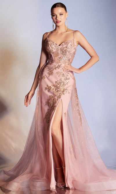 Cinderella Divine - CR857 Glittery And Dreamy Long Dress In Pink and Gold