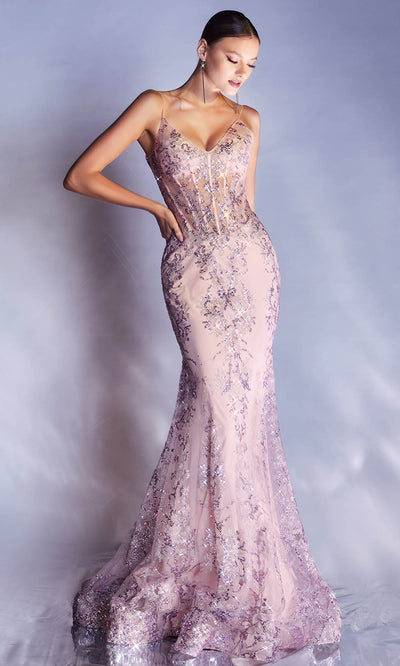 Ladivine - J810 Embellished Corset Bodice Mermaid Gown In Pink