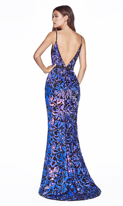 Cinderella Divine B60161 long black sexy v neck sequin dress w/low back. Sleek & sexy mermaid dress is perfect for black tie event,prom, indowestern gown, wedding reception/engagement dress, formal wedding guest dress.Plus sizes avail-b.jpg