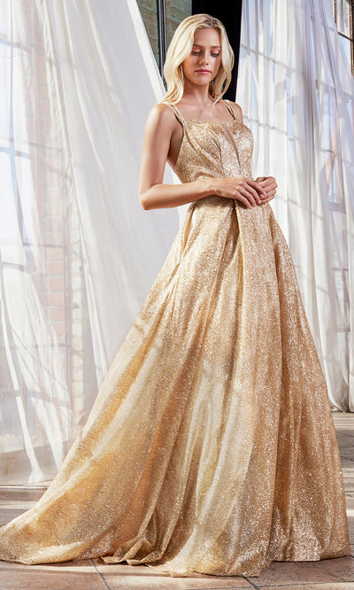 Cinderella Divine CB051 long gold metallic beaded dress with straps. Perfect gold evening dress for prom, quinceanera dress, indowestern gown, prom, engagement/wedding reception, debut, sweet 16. Sweet 15. Plus sizes available-s.jpg