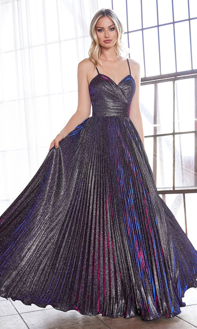 Cinderella Divine CH221 long flowy purple or dark purple dress with straps and pleated skirt.jpg