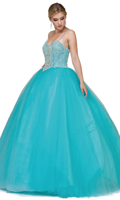 Dancing Queen - 1174 Jeweled Sweetheart Bodice Ballgown In Blue