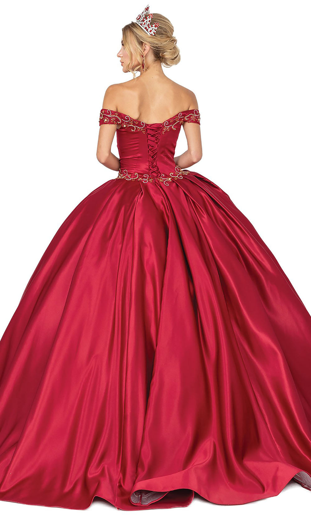 Dancing Queen - 1466 Embellished Off Shoulder Gown In Red