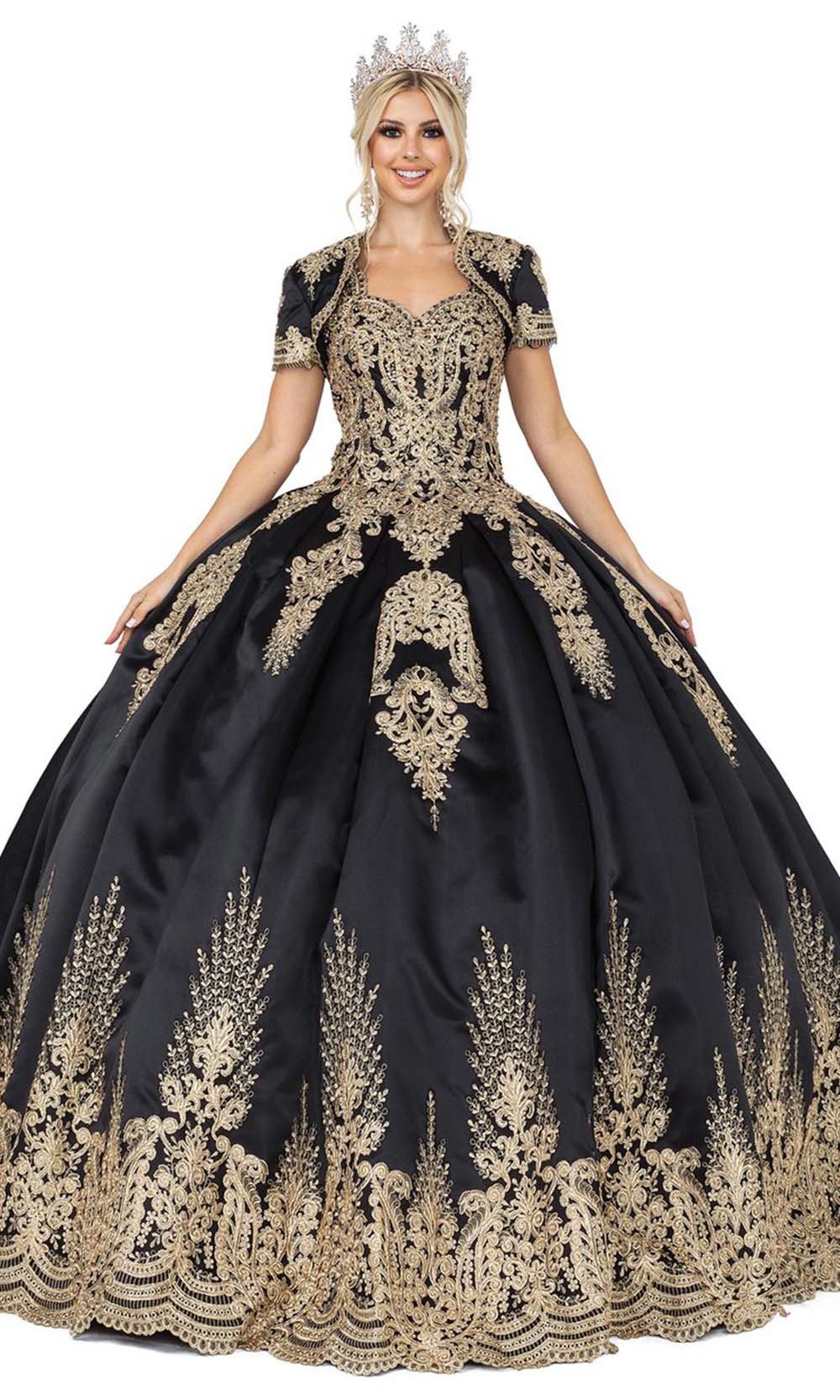 Dancing Queen - 1494 Sweetheart Neckline Lace Applique Ballgown In Black