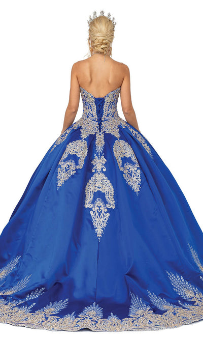 Dancing Queen - 1494 Sweetheart Neckline Lace Applique Ballgown In Blue