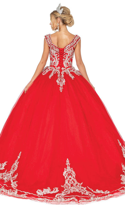 Dancing Queen - 1566 Applique Scoop Ballgown In Red