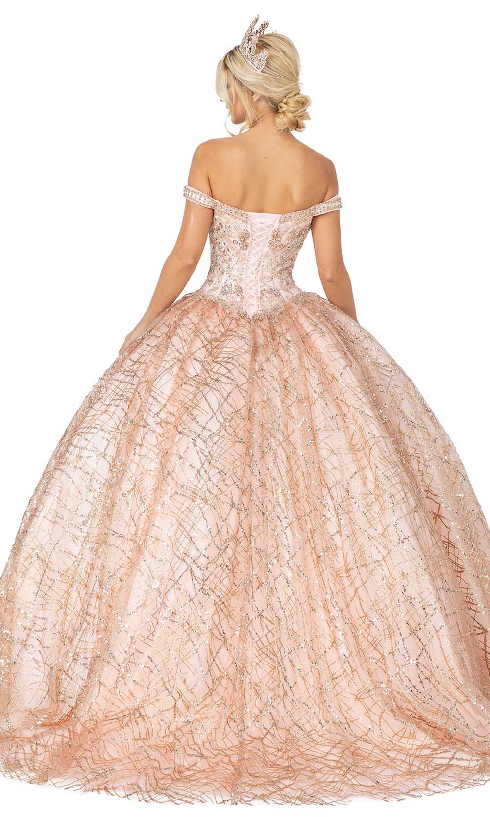Dancing Queen - 1570 Jeweled Glitter Ballgown In Champagne and Gold
