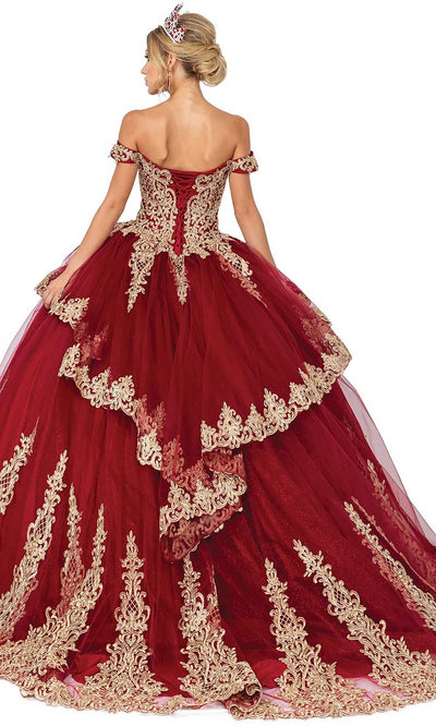 Dancing Queen - 1571 Gilt Lace Trimmed Ballgown In Burgundy