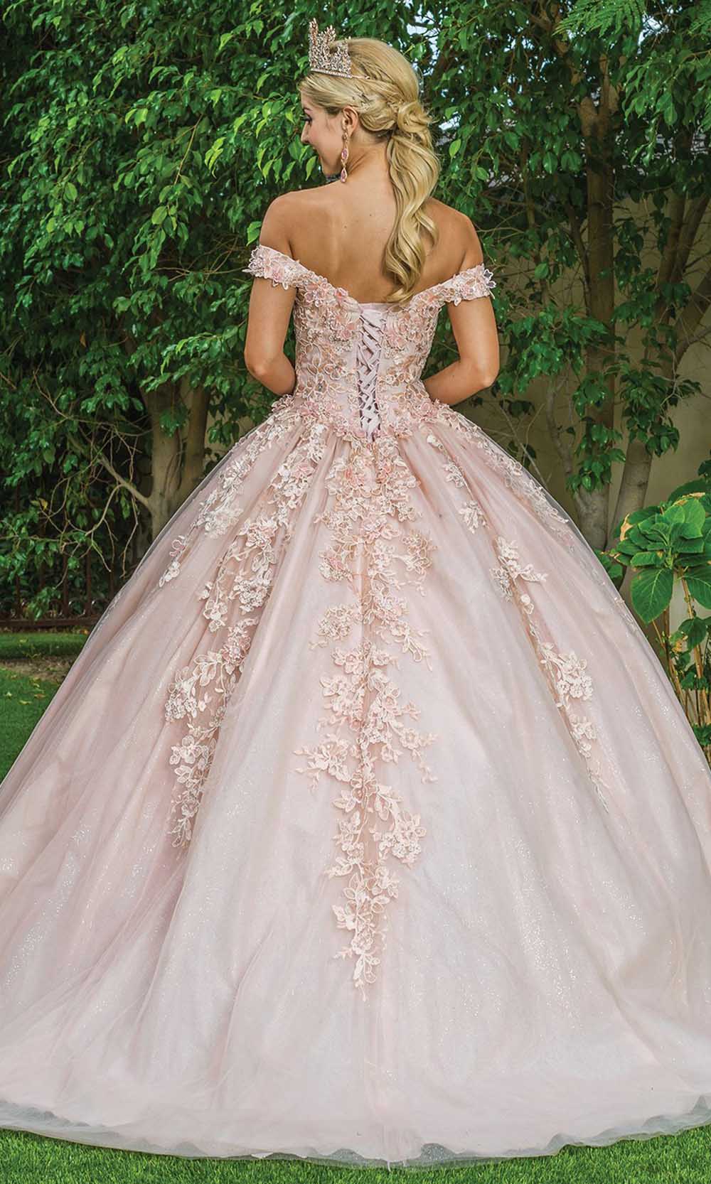 Dancing Queen - 1574 Floral Off Shoulder Ballgown In Pink