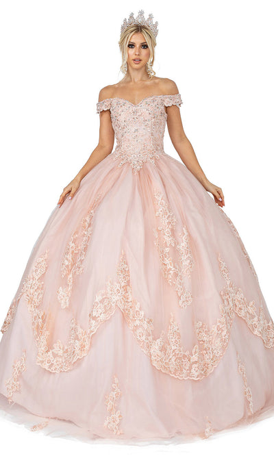 Dancing Queen - 1575 Applique Tiered Ballgown In Pink