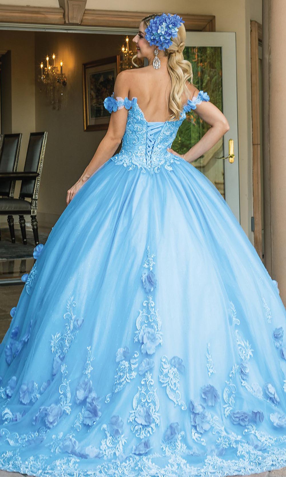 Dancing Queen - 1582 Applique Off Shoulder Ballgown In Blue