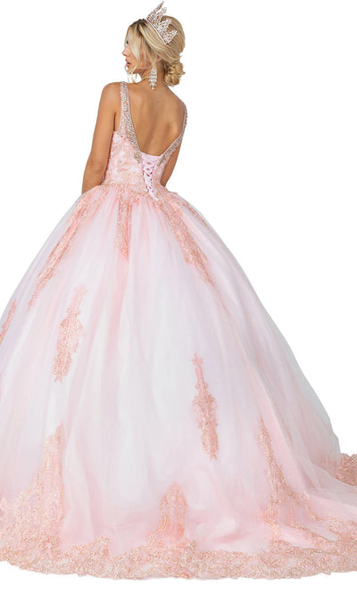 Dancing Queen - 1588 Sleeveless Embellished Ballgown In Pink