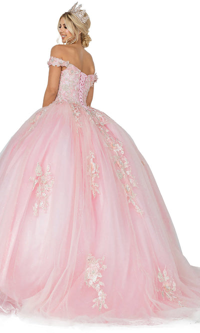 Dancing Queen - 1592 Beaded Floral Applique Gown In Pink
