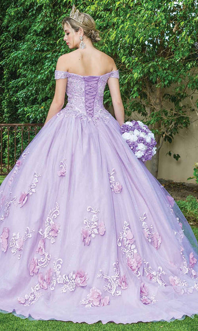 Dancing Queen - 1598 Floral Ornate Glitter Ballgown In Purple