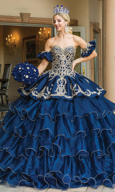 Dancing Queen - 1637 Detachable Sleeve Embellished Gown In Blue