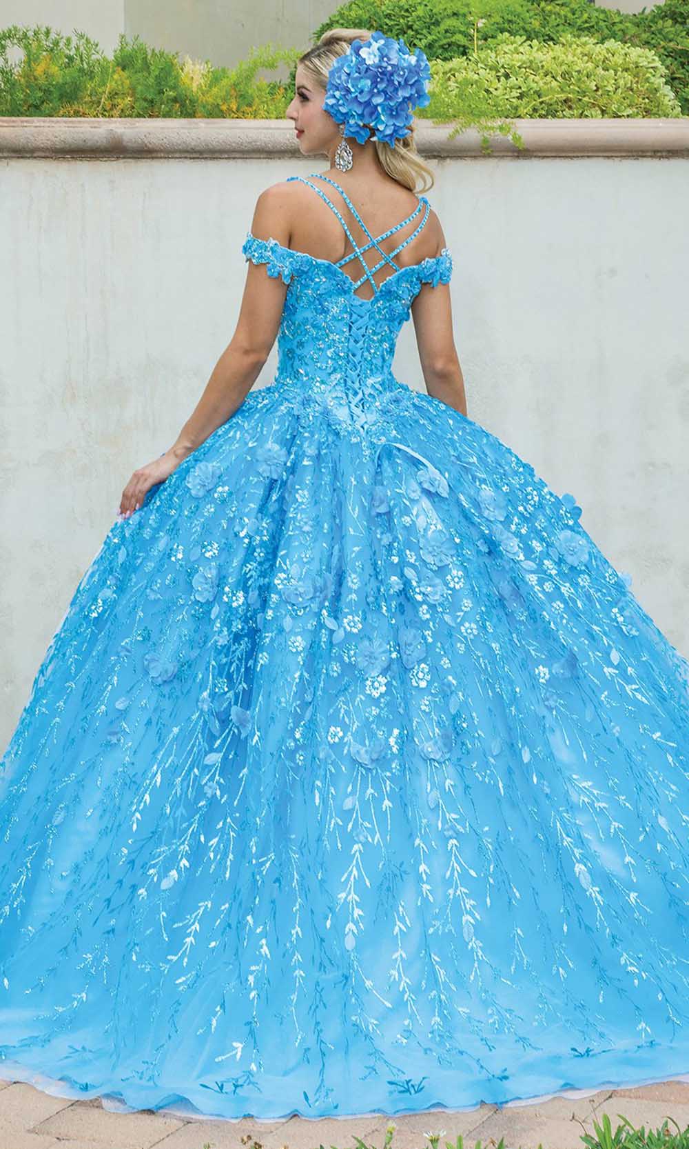 Dancing Queen - 1640 Sweetheart Neck Cold Shoulder Applique Ballgown In Blue