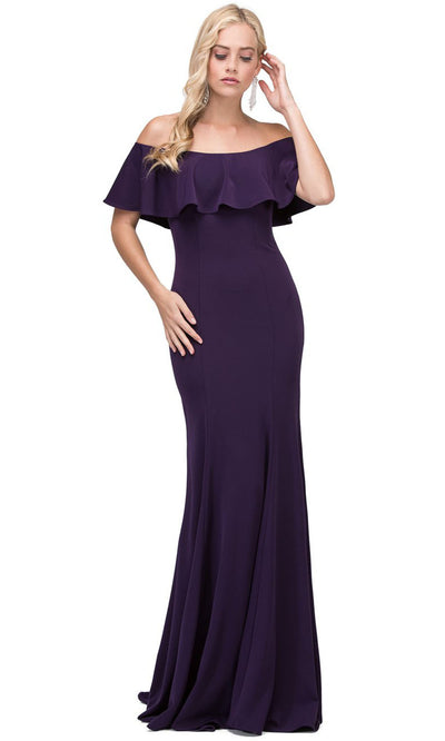 Dancing Queen - 2348 Off Shoulder Sheath Dress In Purple