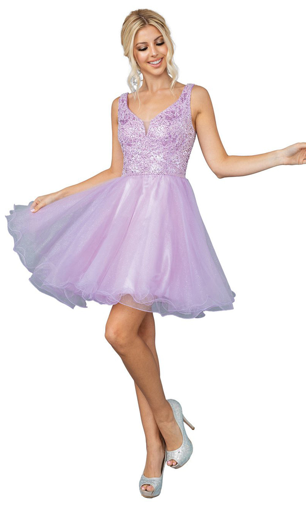 Dancing Queen - 3243 Sleeveless Sweetheart Glitter Tulle A-Line Dress In Purplegrade 8 grad dresses, graduation dresses