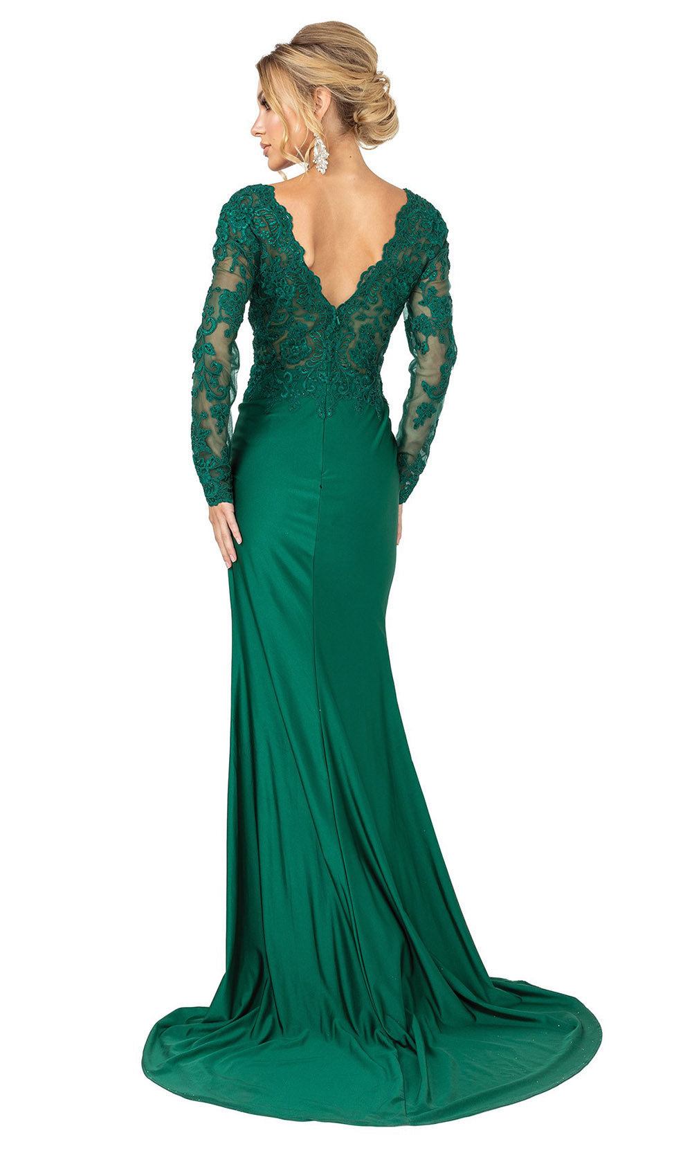 Dancing Queen - 4124 V Neck And Back Formal Long Dress In Green