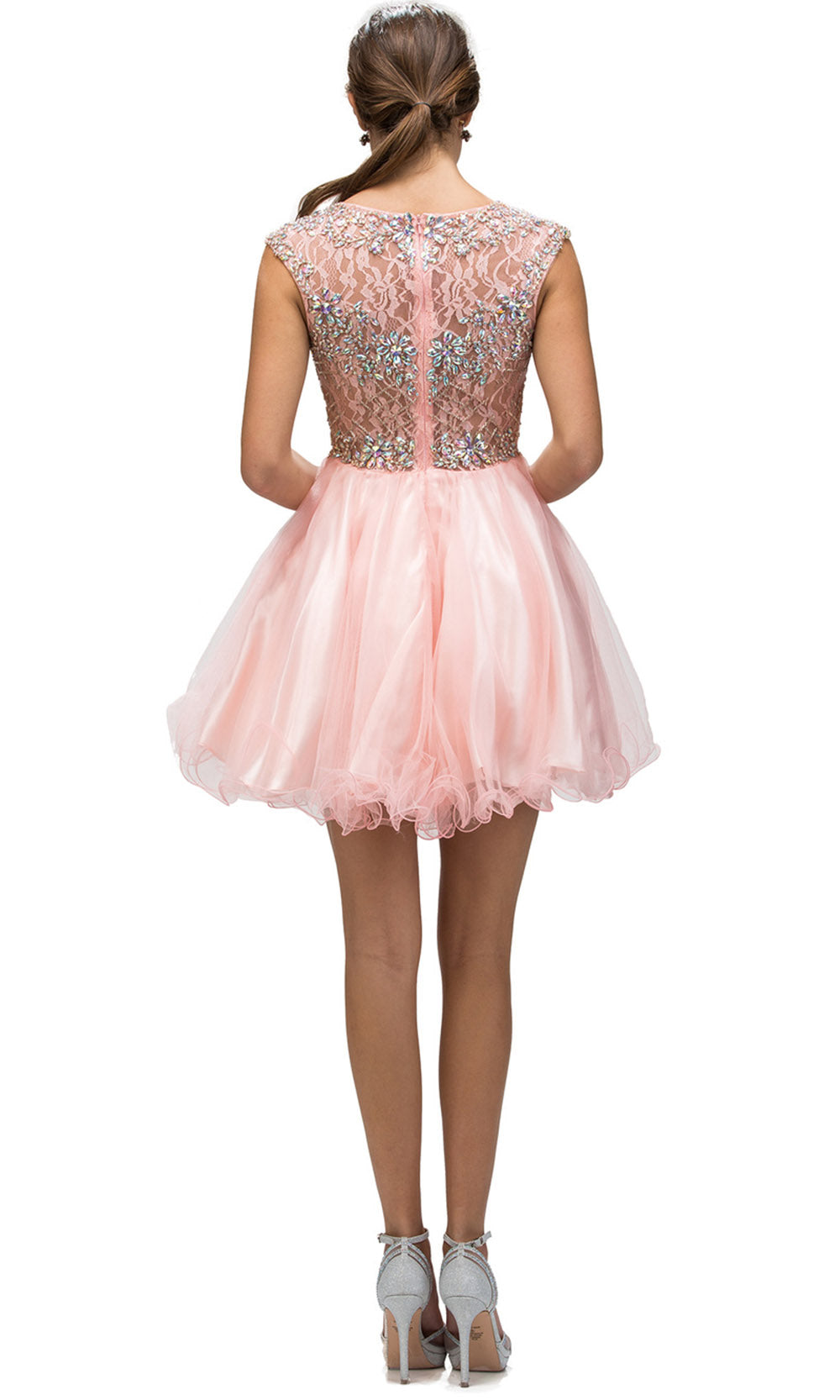 Dancing Queen - 9149 Multi-Beaded Bodice Fit And Flare Cocktail Dress In Pinkgrade 8 grad dresses, graduation dresses