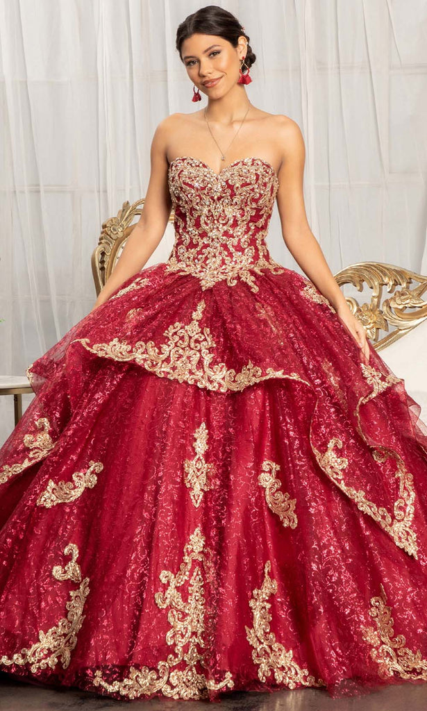 Red Plus Size Ball Gown Puffy Red Quinceanera Dresses With Pearls Lace  Applique And Long Sleeves Elegant Prom And Formal Evening Gresses From  Weddingpalacedress, $155.82