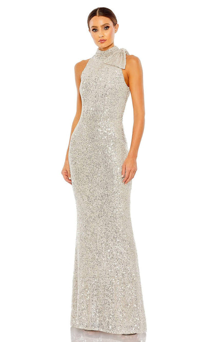 Ieena Duggal - 11280 High Halter Sequin Gown In Silver