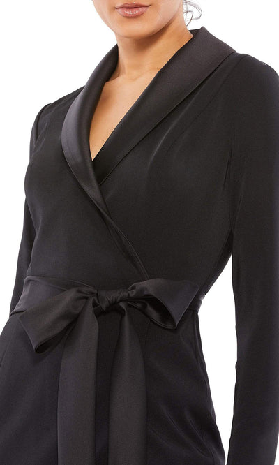 Ieena Duggal - 12508 Suit Wrap Belted Short Dress In Black