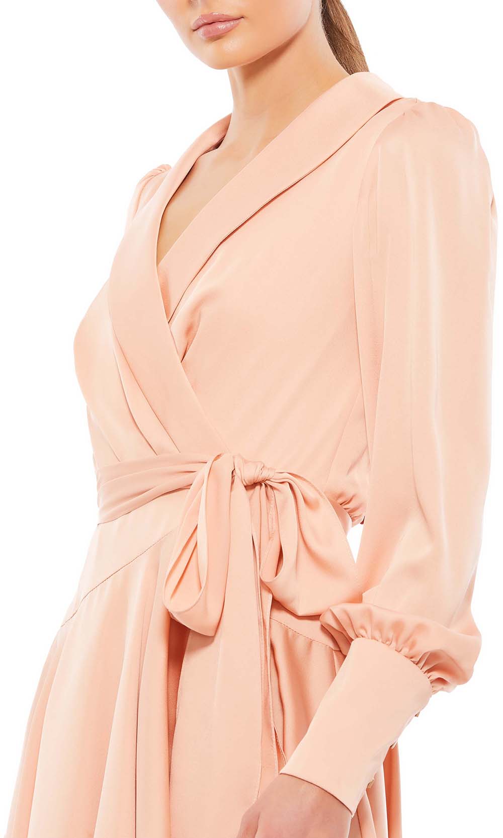 Ieena Duggal - 12514I Long Sleeve Wrap Dress In Pink