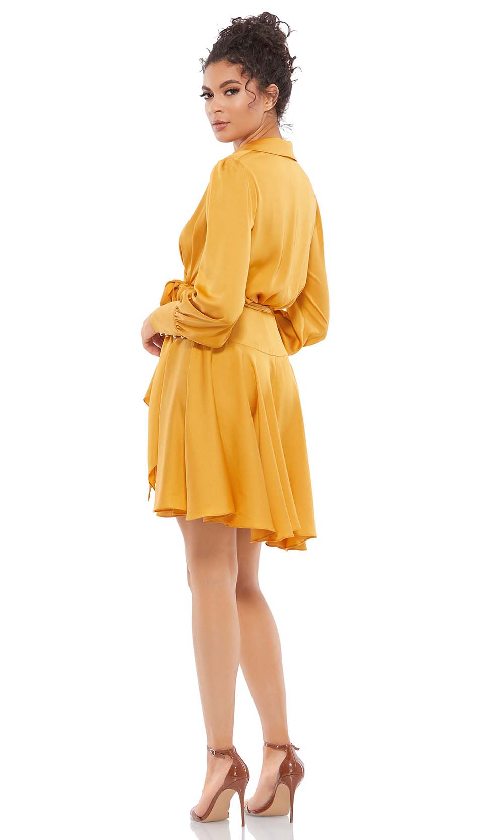 Ieena Duggal - 12514I Long Sleeve Wrap Dress In Yellow