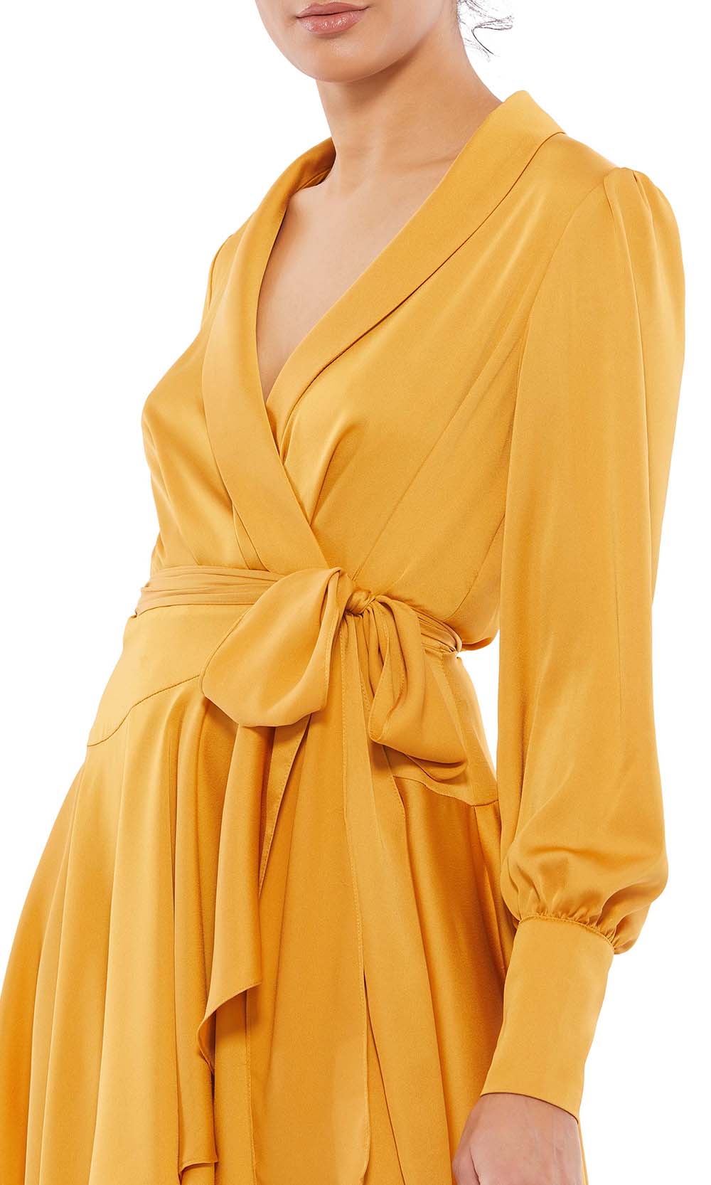 Ieena Duggal - 12514I Long Sleeve Wrap Dress In Yellow