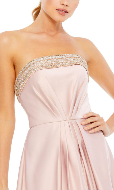 Ieena Duggal - 25661I Beaded Straight-Across A-Line Gown In Pink