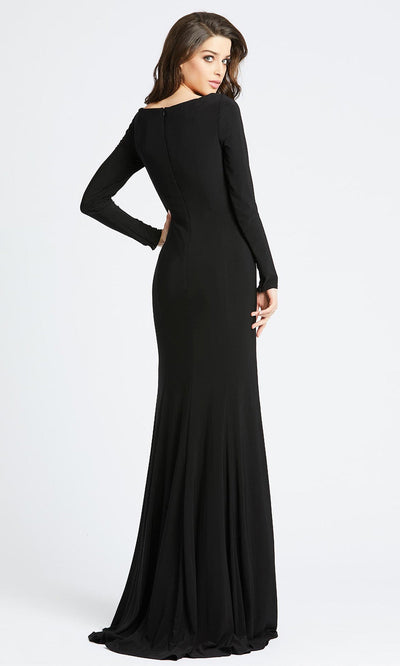 Ieena Duggal - 26043I Long Sleeve Deep V Neck Sheath Dress In Black