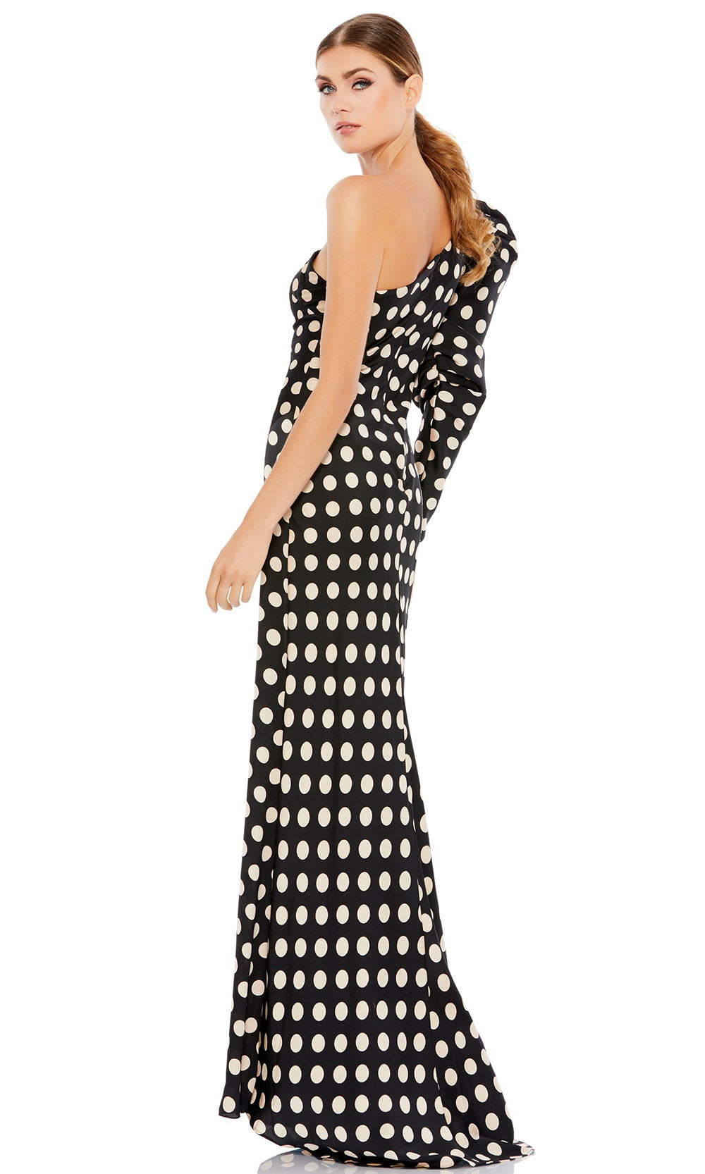 Ieena Duggal - 26515I Long Sleeve Polkadot Dress In Print