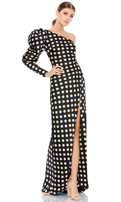 Ieena Duggal - 26515I Long Sleeve Polkadot Dress In Print