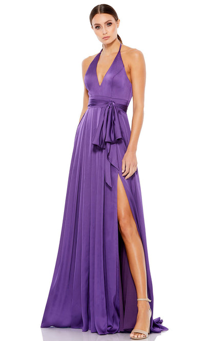 Ieena Duggal - 26531I Plunging Halter V-Neck A-Line Gown In Purple