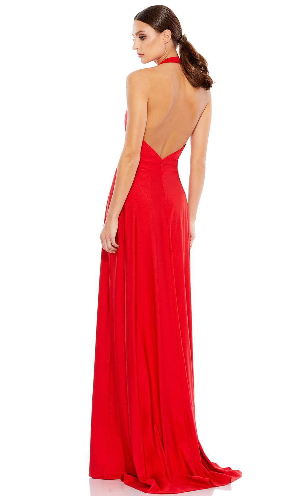 Ieena Duggal - 26539I Plunging Halter V-Neck A-Line Gown In Red