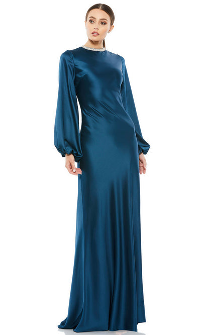 Ieena Duggal - 26575 Jeweled Neck Trumpet Gown In Blue