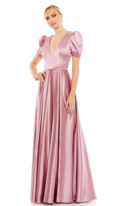 Ieena Duggal - 26606 Short Sleeve V-Neck Gown In Pink