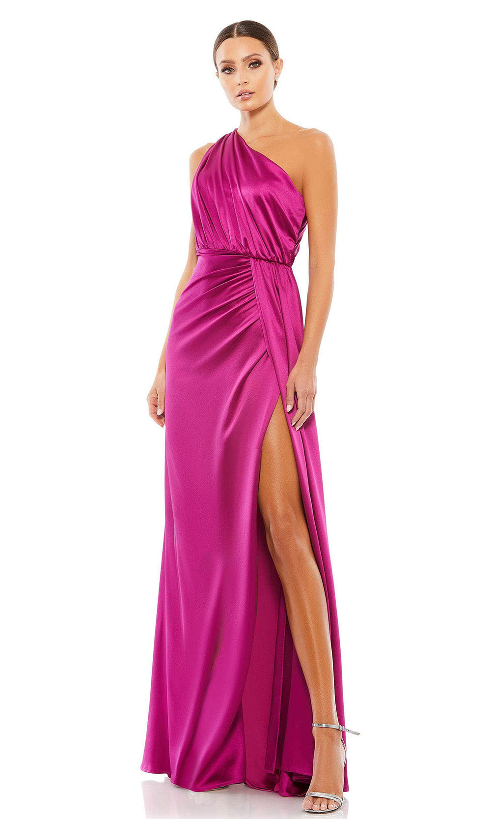 Ieena Duggal - 26654 Draped One Shoulder Gown In Pink