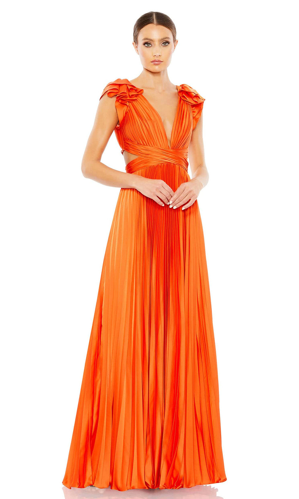Ieena Duggal - 26729 Cross Cutout Bodice Gown In Orange