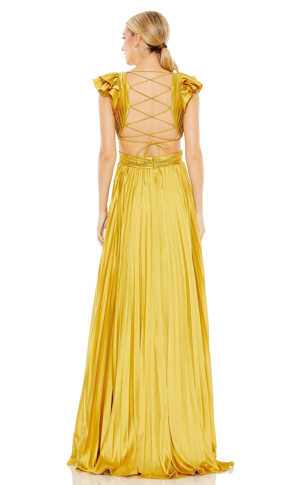 Ieena Duggal - 26729 Cross Cutout Bodice Gown In Yellow