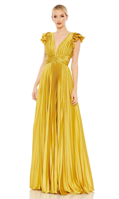 Ieena Duggal - 26729 Cross Cutout Bodice Gown In Yellow
