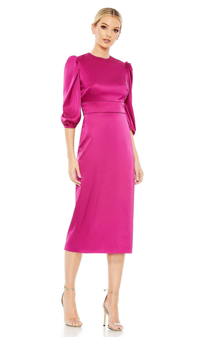 Ieena Duggal - 26927 Bishop Sleeve Sheath Dress In Pink
