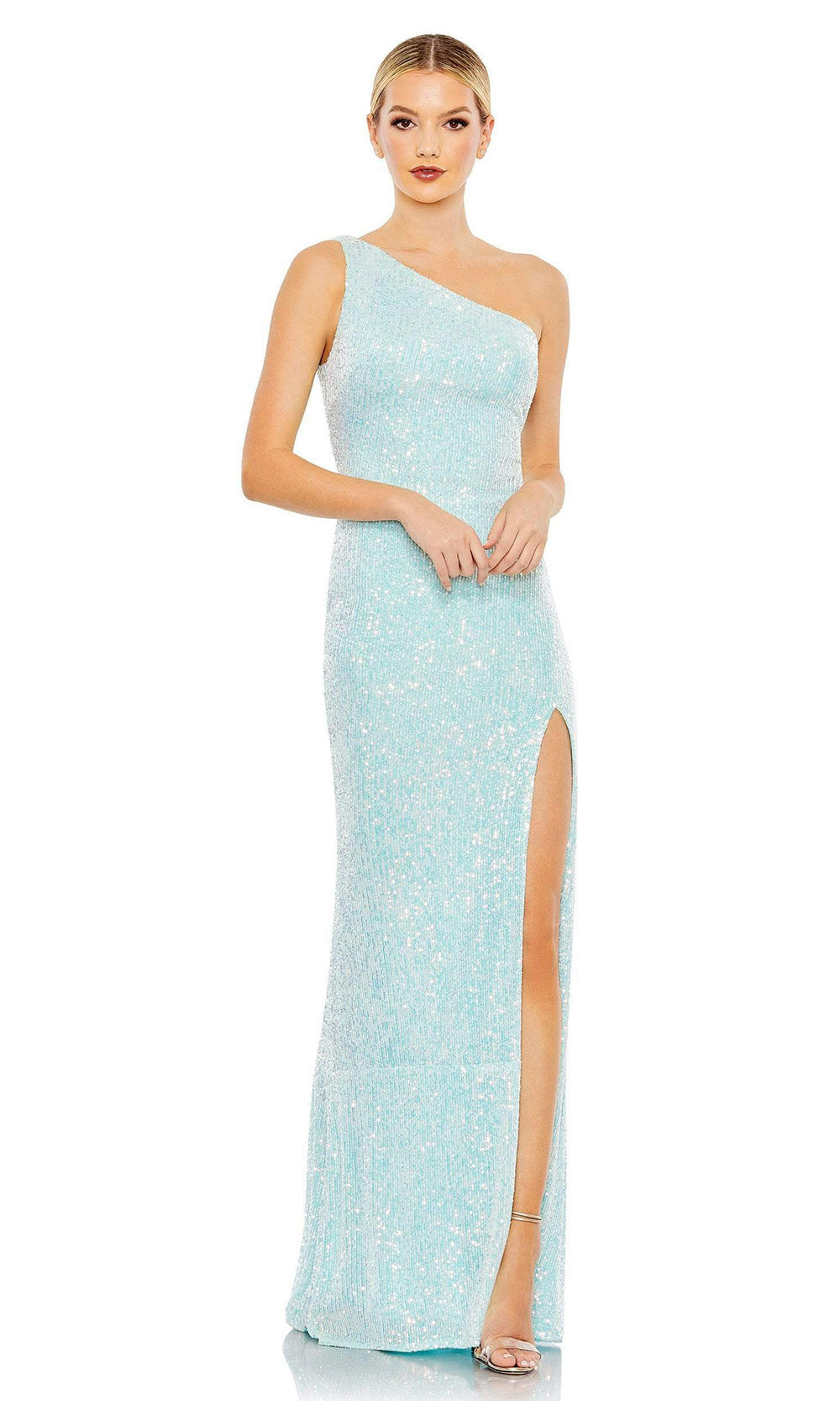 Ieena Duggal - 26990 Strappy Cowl Back Gown In Blue