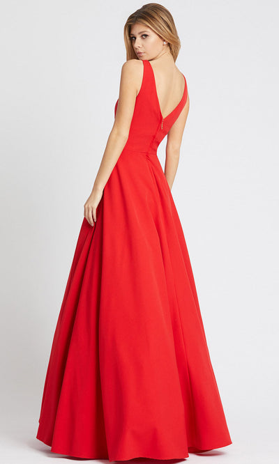 Ieena Duggal - 48924I V Front And Back Fitted Bodice A-Line Gown In Red