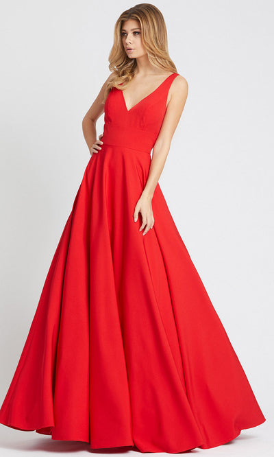 Ieena Duggal - 48924I V Front And Back Fitted Bodice A-Line Gown In Red