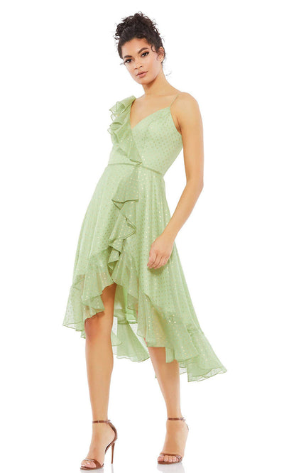 Ieena Duggal - 49489 Ruffle Draped A-Line Dress In Green