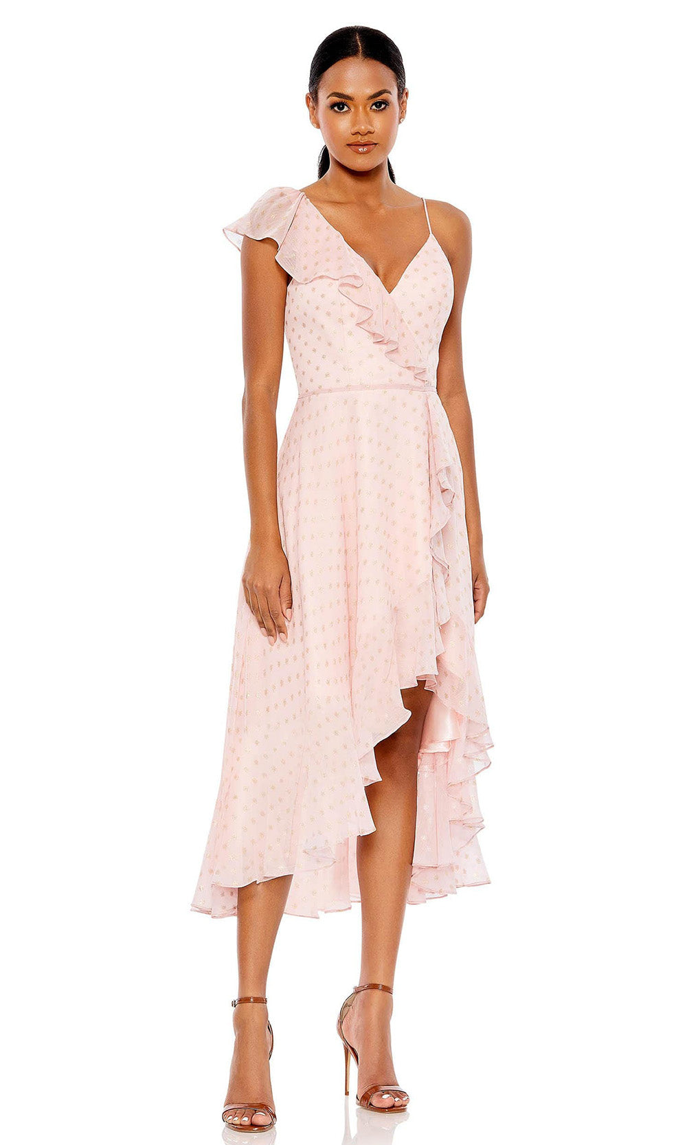 Ieena Duggal - 49489 Ruffle Draped A-Line Dress In Pink